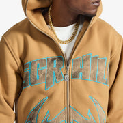 "Katana" Raw Hem Zip Hoodie (cedar)