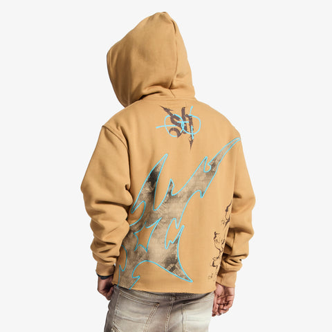 "Katana" Raw Hem Zip Hoodie (cedar)