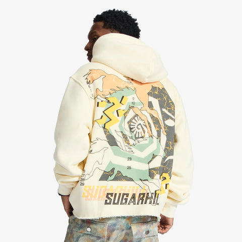 "Beast Of Burden" Raw Hem Hoodie (cream)