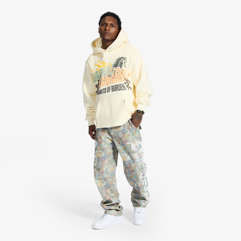 "Beast Of Burden" Raw Hem Hoodie (cream)