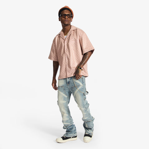 "Temple" Stacked Jeans (wheat contrast)