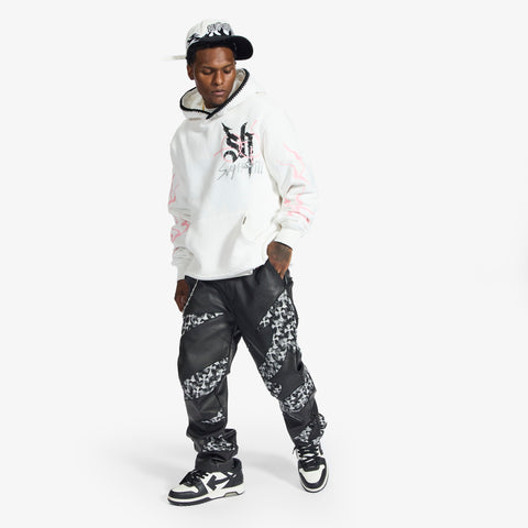 "Blade" Raw Hem Hoodie (white)