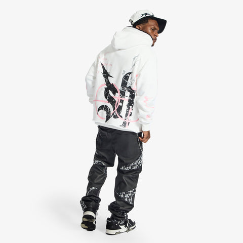 "Blade" Raw Hem Hoodie (white)