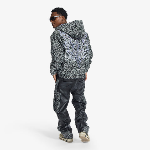 "Love Lost" Fur-Zip Hoodie (gray cheetah)