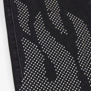 "Burn Pit" Rhinestone Stacked Jeans (black)