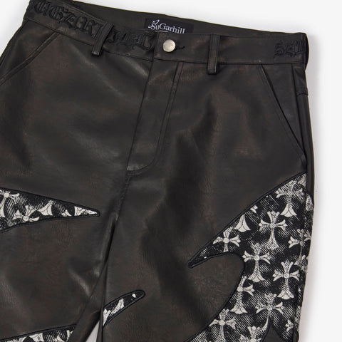 "Sabotage" Leather Pants (black crosses)