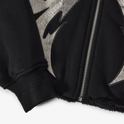 "Katana" Raw Hem Full Zip Hoodie (black)