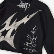 "Katana" Raw Hem Full Zip Hoodie (black)