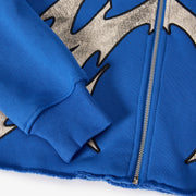 "Katana" Raw Hem Zip Hoodie (blue)