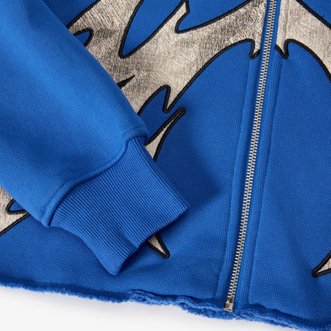 "Katana" Raw Hem Zip Hoodie (blue)