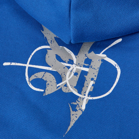 "Katana" Raw Hem Zip Hoodie (blue)