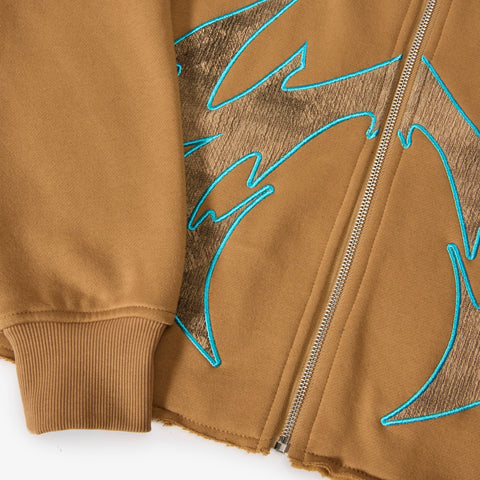 "Katana" Raw Hem Zip Hoodie (cedar)