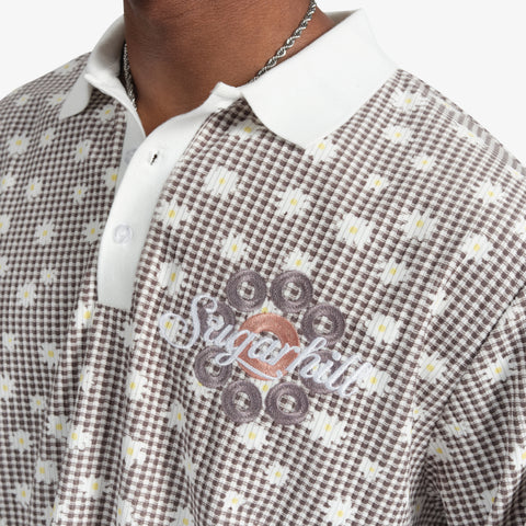 "Bloom" Long Sleeve Polo (grey)