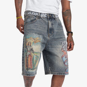 "Joan" Denim Shorts (wheat indigo)