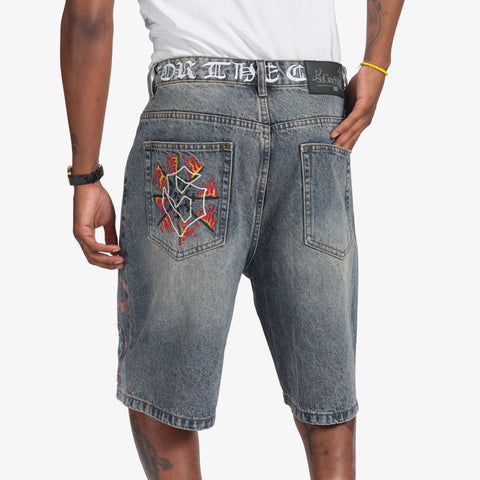 "Joan" Denim Shorts (wheat indigo)