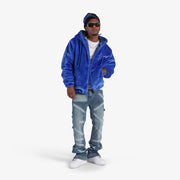 "Traces" Faux Fur Zip-Up Hoodie (royal blue)