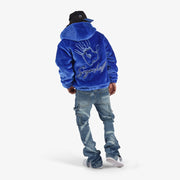 "Traces" Faux Fur Zip-Up Hoodie (royal blue)