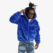 "Traces" Faux Fur Zip-Up Hoodie (royal blue)