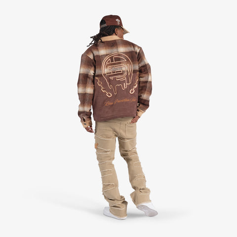 "Australia" Jacket (brown suede/plaid)