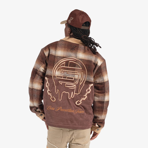 "Australia" Jacket (brown suede/plaid)