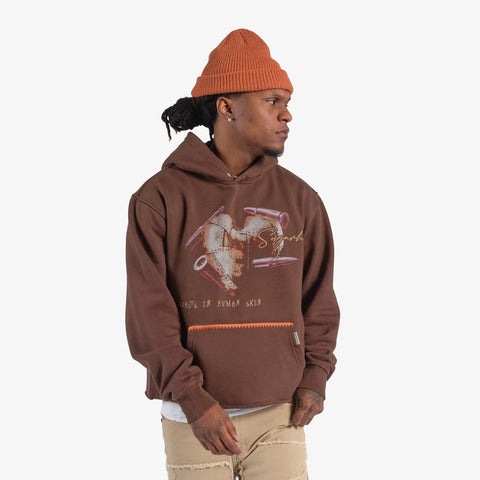 "Brutal" Cropped Hoodie (brown vintage)