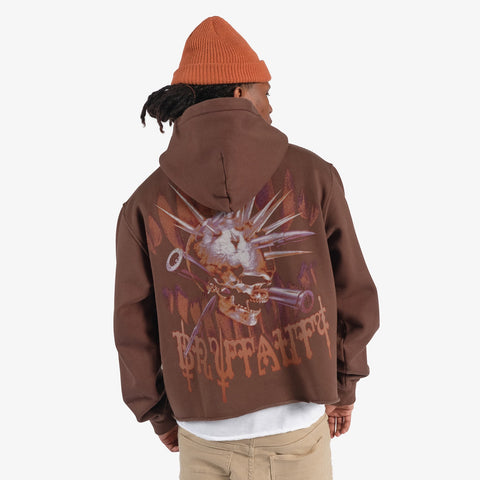 "Brutal" Cropped Hoodie (brown vintage)