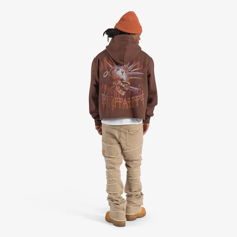 "Brutal" Cropped Hoodie (brown vintage)