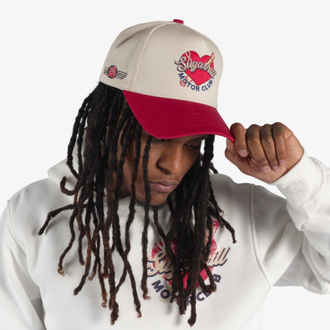 "Motor Club" Twill Hat (red/cream)