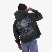 "Brutal" Cropped Hoodie (blue/black vintage)