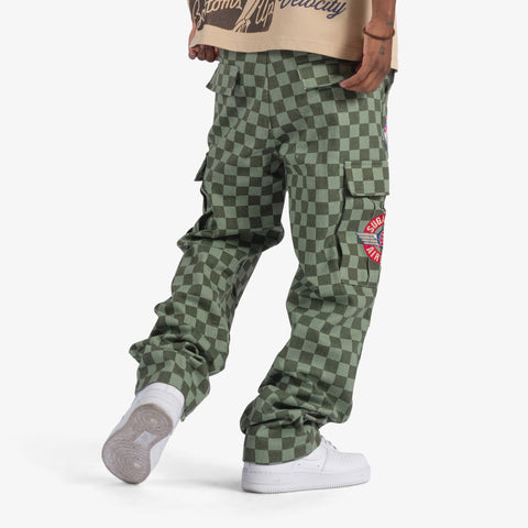 "Bishop" Denim Cargos (green checker)