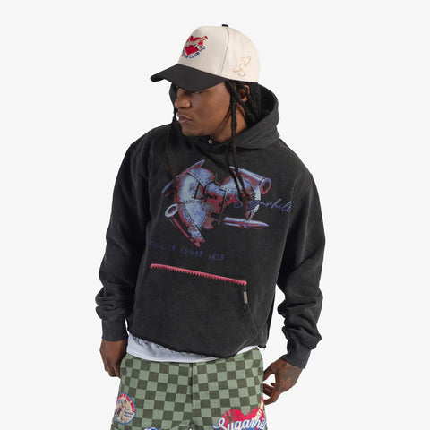 "Brutal" Cropped Hoodie (red/black vintage)