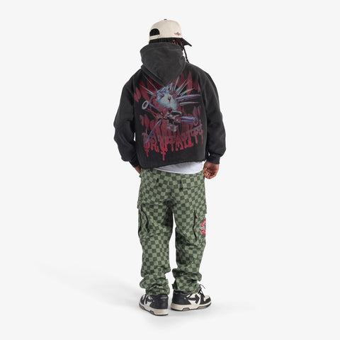 "Brutal" Cropped Hoodie (red/black vintage)