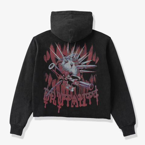 "Brutal" Cropped Hoodie (red/black vintage)