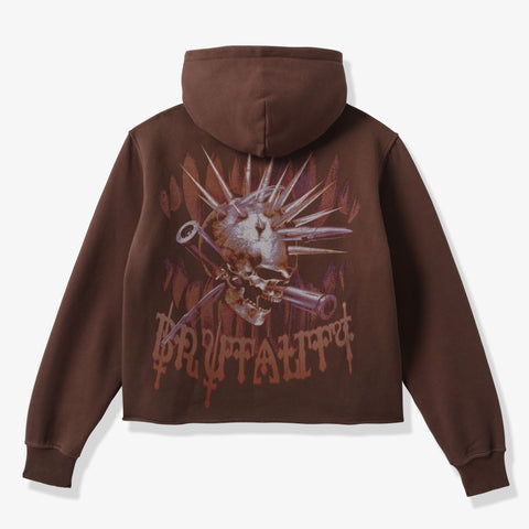 "Brutal" Cropped Hoodie (brown vintage)