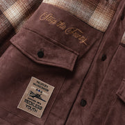 "Australia" Jacket (brown suede/plaid)