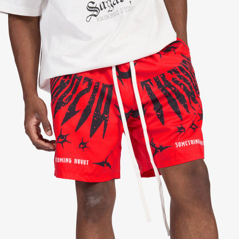 "Sinister" Poly Shorts (red)