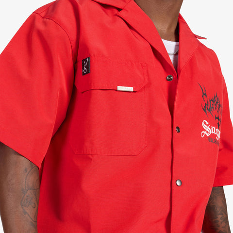 "Sinister" Nylon Lounge Shirt (red)