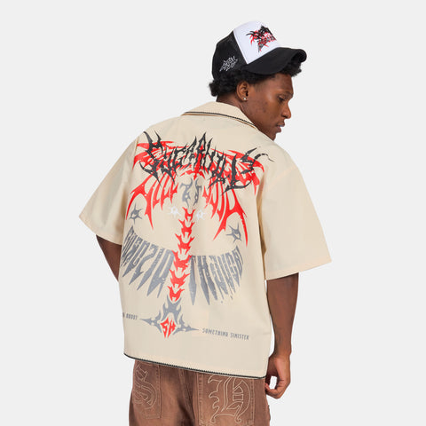 "Sinister" Nylon Lounge Shirt (cream)
