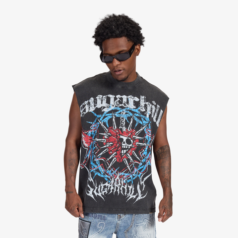 "Angelic" Cutoff Tee (black vintage)