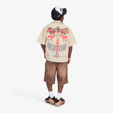 "Sinister" Nylon Lounge Shirt (cream)