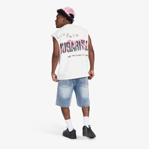 "Pretender" Cutoff Tee (white)