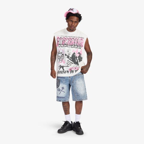 "Pretender" Cutoff Tee (white)
