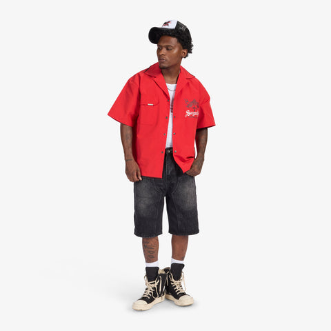 "Sinister" Nylon Lounge Shirt (red)
