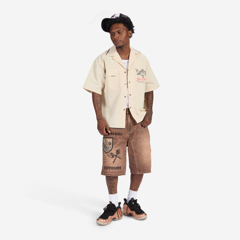 "Sinister" Nylon Lounge Shirt (cream)