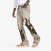 "Liver" Stacked Jeans (wheat/camo scrunch)