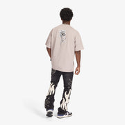 "Liver" Stacked Jeans (black/gray leather)