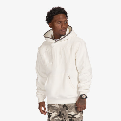 "Staring" Embossed Hoodie (white)