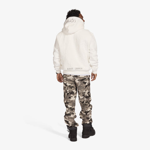 "Staring" Embossed Hoodie (white)