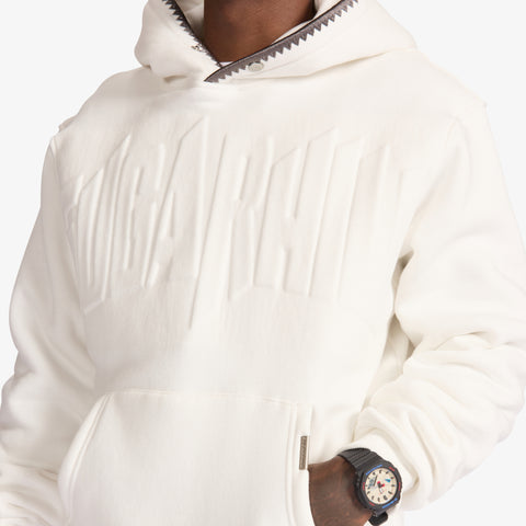 "Staring" Embossed Hoodie (white)