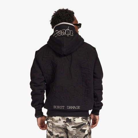"Staring" Embossed Hoodie (black)
